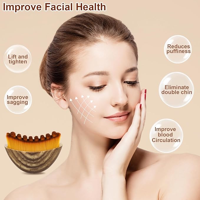 Lymphatic Contour Face Brush, Contour Face Brush Lymphatic Drainage Massager for Face, Ergonomically Designed to Fit The Skin Precisely and Relieve Fatigue (2PCS)