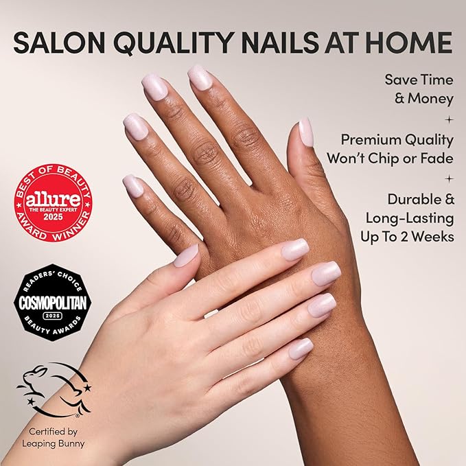 Glamnetic Press On Nails - Pinky Promise | Glossy, Velvet, Short Squoval Nails, Salon Quality | 15 Sizes - 30 Nail Kit with Glue