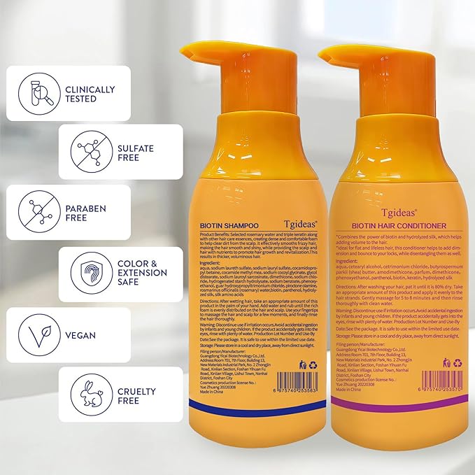 Tgideas Anti-Thinning Biotin Shampoo & Conditioner Set for Thinning Hair Women and Men Hair Loss-Thickening & Strengthening Shampoo - 13.53 fl.oz x 2