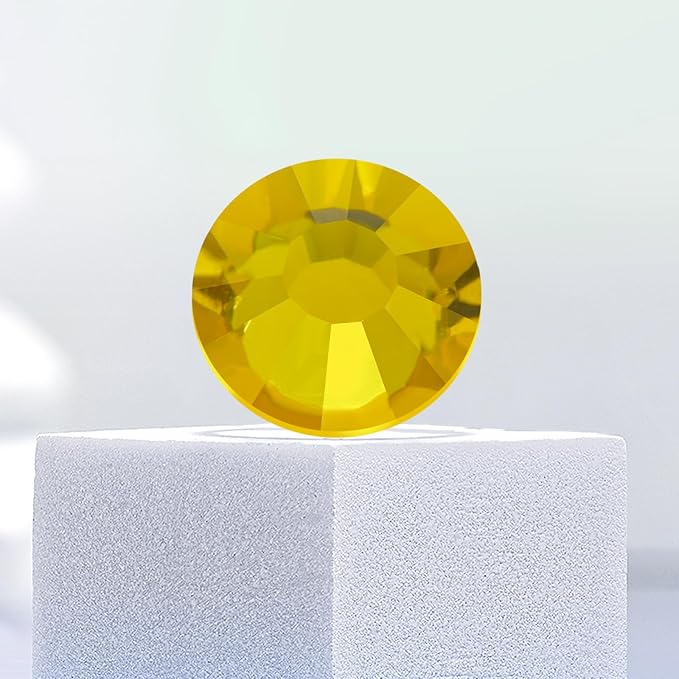 MEIBITE Flatback Rhinestones Bulk, 14400PCS Citrine Rhinestones for Clothes DIY Decoration Crafts, Citrine, SS10, 2.7-2.9mm