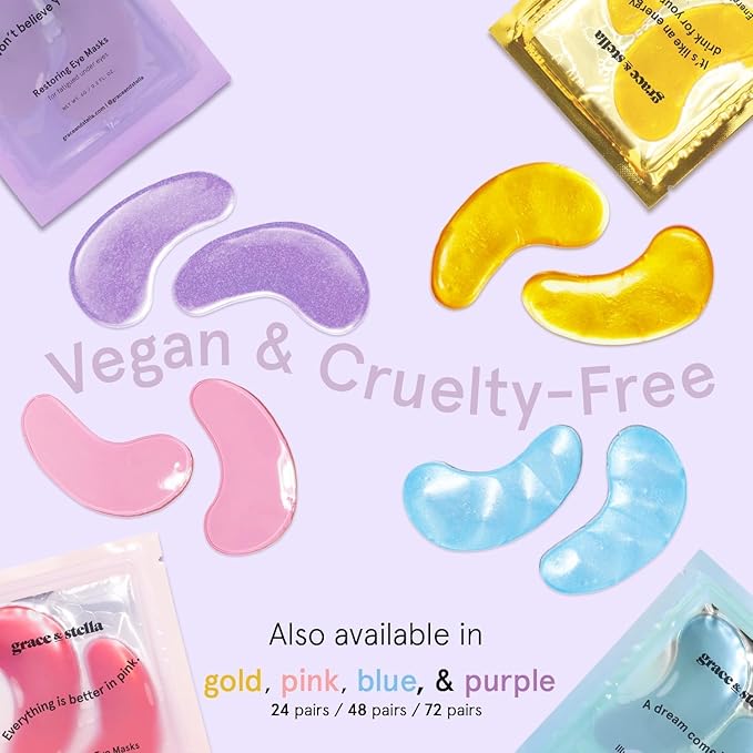 grace & stella Retinol Under Eye Patches for Puffy Eyes and Dark Circles, Restoring Gel Under Eye Masks with Hyaluronic Acid - Vegan Cruelty-Free Skincare - Christmas Gifts for Women (Purple, 6 Pairs)