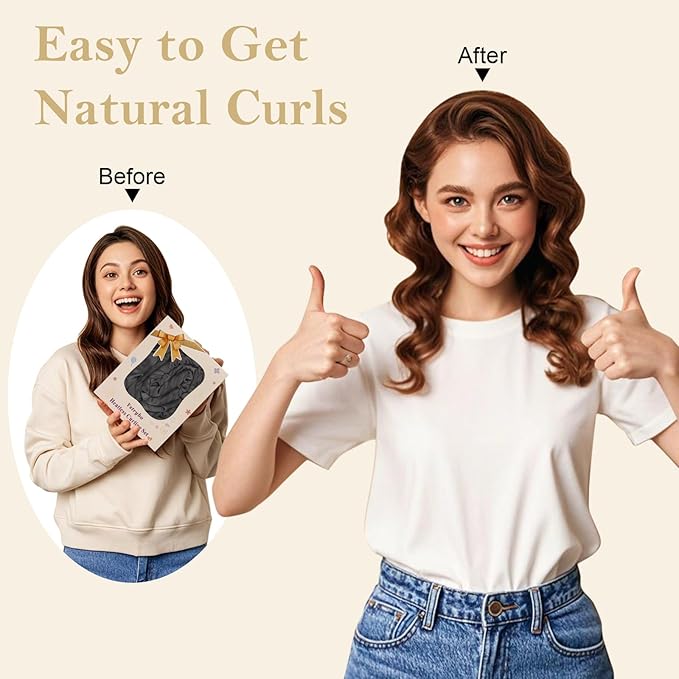 Ystrybo Satin Heatless Hair Curler Curls Overnight Hair Curlers to Sleep in, Hair Curlers No Heat Curls Overnight, Heatless Curling Set for Women Long Hair - 8 Pcs (Dark Gray)