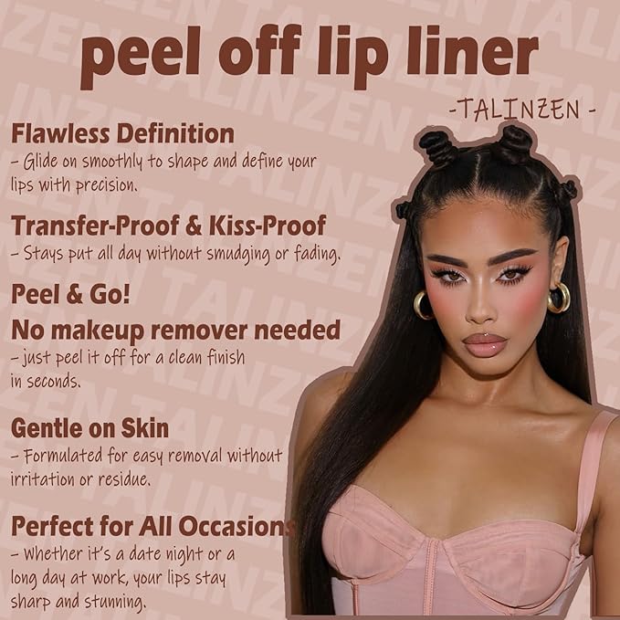 TALINZEN lip stain peel off,beauty-waterproof,transfer-proof and smudge-proof,makeup for all occasions,perfect for everyone (#02,0.12floz/3.5ml e)