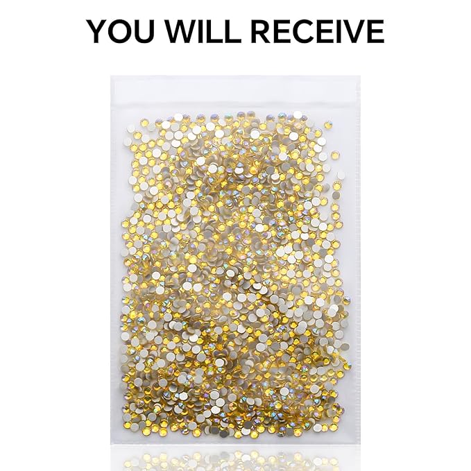 1440Pcs Lemon Ab Crystal Rhinestones,Glass Flatback Rhinestones Gemstones Mini for Nail Face Makeup Art Crafts Clothes Decoration-(SS6,2.0mm,Lemon Ab)