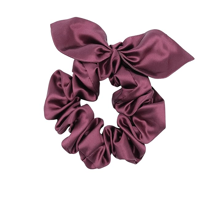 100% Mulberry Silk Scrunchies for Curly Hair, Thick Hair, and All Hair Types, 22 Momme 6A Grade, Girl Hair Ties, OEKO‑TEX Certified, Anti‑Frizz, Luxury Gift for Women, Cool Presents for Wife (Wine)