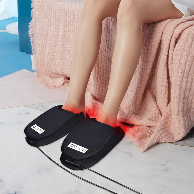 Red & Infrared Light Therapy Device for Foot Pain Relief 660nm & 880nm LED Light Therapy Slippers with Pulse Mode Full Cover Feet Toe Instep Sole Home Use (Two Pads)