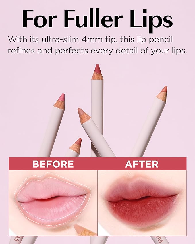 THESAEM Cover Perfection Lip Pencil - 06 Oat Gray - Slim 4mm Lip Liner for Overlip Correction - Korean Makeup Lip Contouring Pencil Easy Blending Formula, 0.04oz