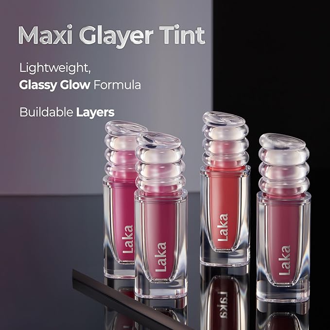Laka Maxi Glayer Tint 3.8g/0.13oz, Glass Layer of Gloss, Ultra Glow & Vivid Layerable Pigments, High Shine Lip Oil, K-Beauty (#612 Contour)