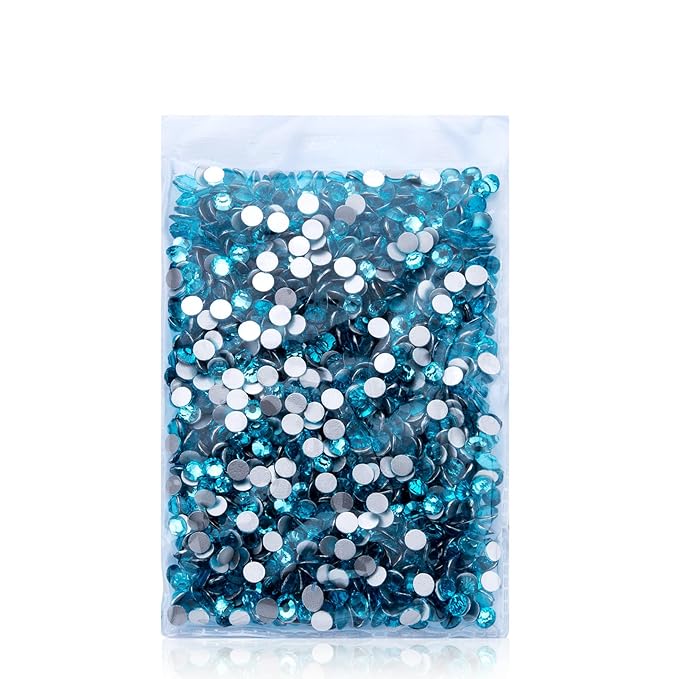 1440Pcs Aquamarine Crystal Rhinestones,Glass Flatback Rhinestones Gemstones for Nail Face Makeup Art Crafts Clothes Decoration -(SS12, 3.0mm,Aquamarine)