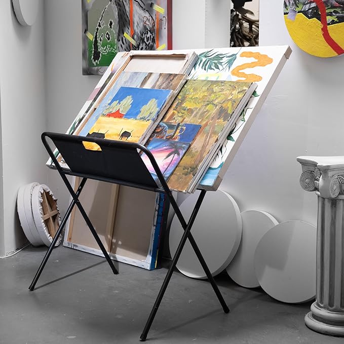 MEEDEN Canvas Print Rack, Folding Metal Print Rack, Art Drying Rack, Portable Art Storage Rack, Display for Poster Stand, Canvas, Panels, Artworks - Large