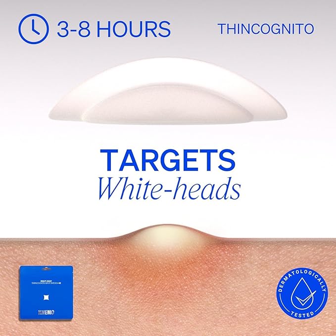 KNEMO Right Away Thincognito Invisible Spot Patch - Absorbing Hydrocolloid Pimple Patch for Face, Blemishes, Zits, Acne, Breakouts Spot Treatment for Skin Care, 2 Sizes (42 Count Pack of 2)