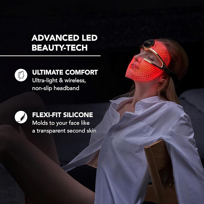 FAQ 202 Face Mask Device + Red Light Peptide Serum Bundle – 8-Mode Wireless Mask with 600 Light Points – Wearable Skincare Set