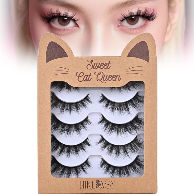 SinuVelve Extra volume False Lashes Wispay Cat Eye Lashes Natural Look Manga strip lashes 14mm D Curl Reusable 25 Times Super Soft Fake Mink Eye Lashes Light Weight Lash Strips Wispy By Hiklasy