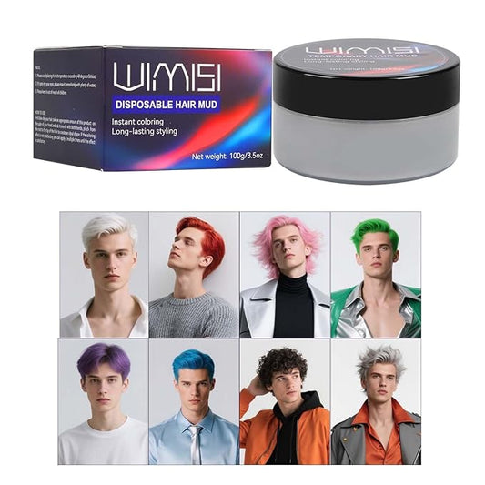 Temporary Hair Color Wax, Washable Styling Hair Clay, Instant White Hair Coloring Cream for Women Men Teens, DIY Hair Styling for Cosplay, Halloween & Parties (Grey)