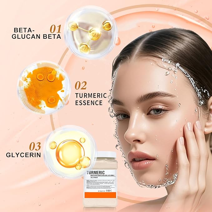 LUCKY CAT Jelly Mask for Facials Professional, Hydrating & Moisturizing Peel-Off Gel Jelly Face Mask Skin Care for Deep Hydration & Glow, Professional Spa Use for All Skin Types 23 Fl Oz (Turmeric)
