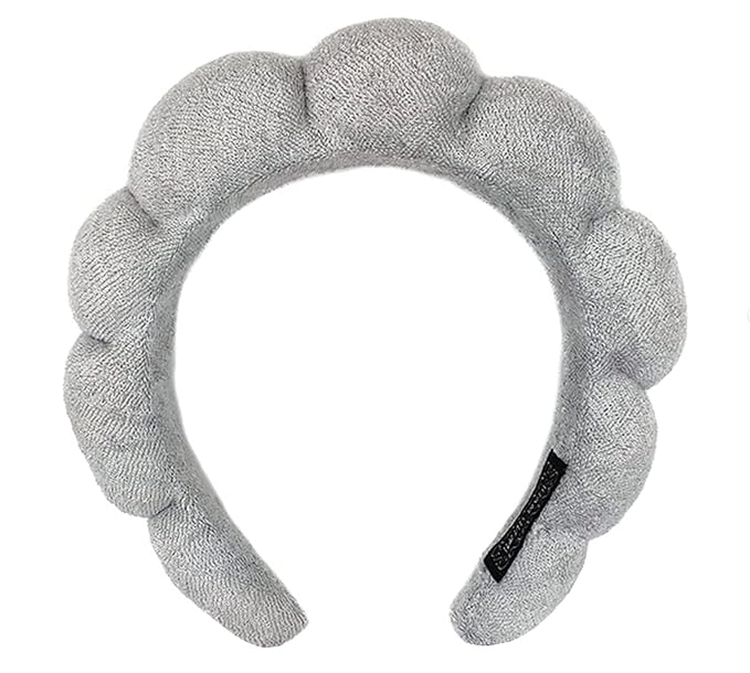 2 ORCHIDS Skincare Headband for Washing Face & Makeup Headband for Women - Terry Cloth Hairband for Spa & Skincare Routines - Perfect for Face Wash & Makeup Application (Grey)
