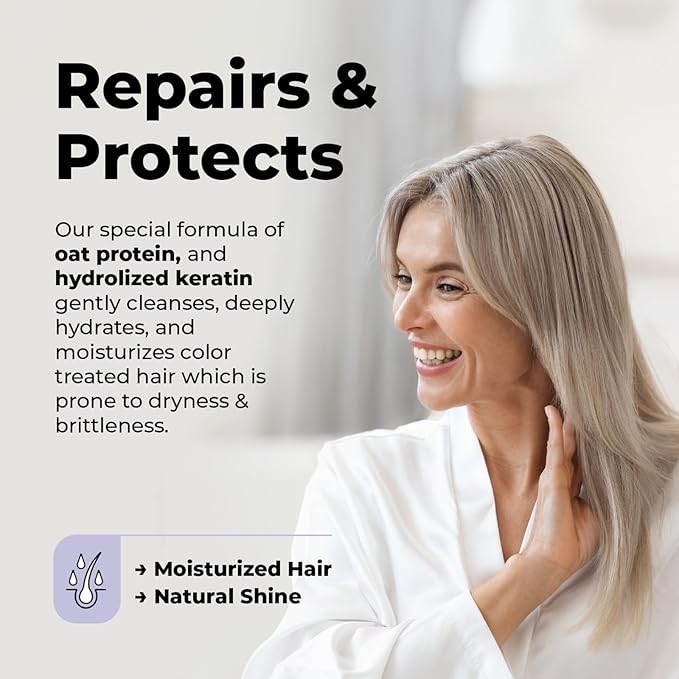 FLUX UP Purple Shampoo and Conditioner for Blonde Hair Women & Men – Blonde & Silver Hair Toning – Anti-Brass Sulfate Free Shampoo and Conditioner - 8 fl oz