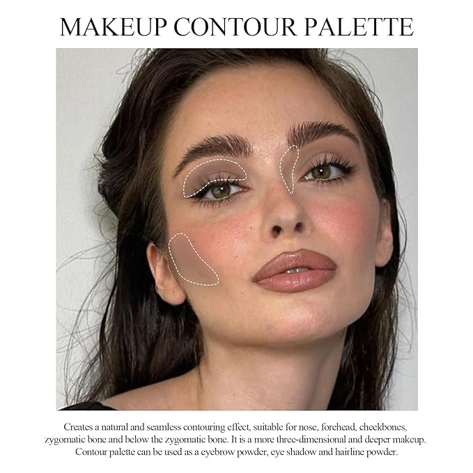 Contour Powder Palette, Matte Smooth Texture Ultra-fine Lightweight Blendable Pressed Powder, Multiuse Baked Contour for Face Sculpting Makeup-COOL TONED
