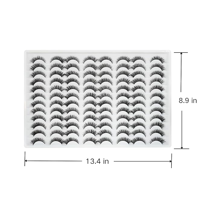 False Eyelashes 48 Pairs Faux Mink Lashes 14mm Wispy Lashes 3D Fluffy Cat Eye Lashes Pack Bulk Wholesale Strip Lashes(style 48-019)