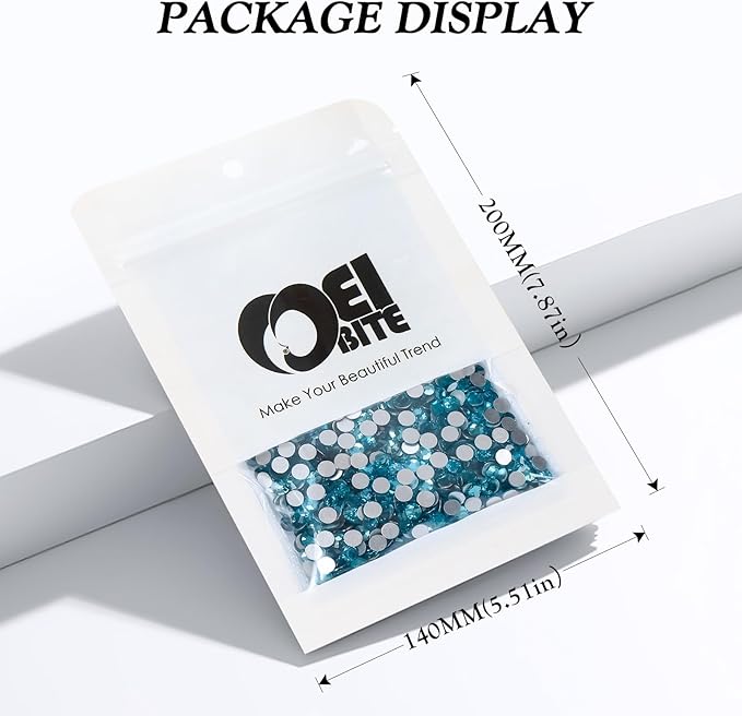 Meibite Aquamarine Flatback Rhinestones, Glass Rhinestones for Nail Art and Craft, Glue Fix, Loose Crystal Gemstones(Aquamarine, SS30, 576pcs, 6.4-6.6mm)