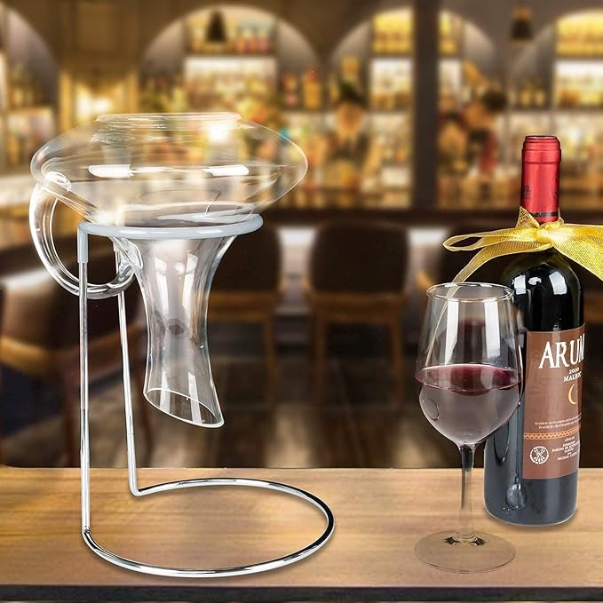 Wine Decanter Drying Stand with Rubber Coated Top to Prevent Scratches, Wine Decanter Drying Rack for Standard Large Wine Decanters, Decanter Cleaner Includes Cleaning Brush