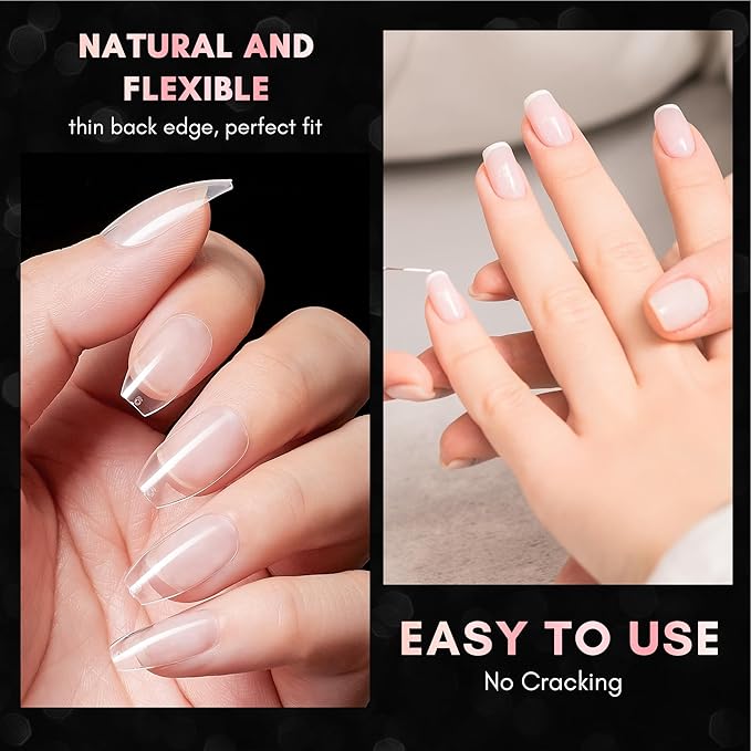 Makartt Short Coffin Nail Tips: 500pcs Clear Press on Full Cover Fake Ballerina Nails Tip Extension 10 Sizes Long Lasting Soak Off False Acrylic Kit for Home & Salon Use