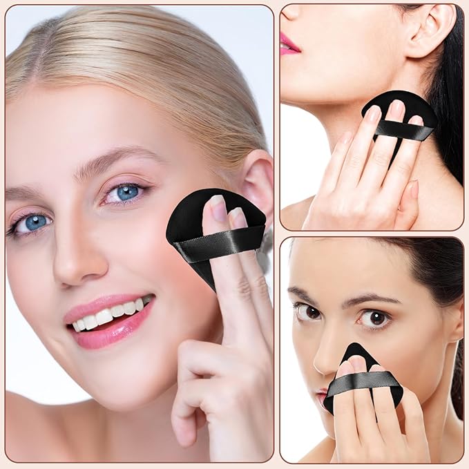 Colovis 48 PCS Powder Puff, Face Soft Makeup Sponge, Velour Triangle Powder Puff for Foundation, Makeup Puff Setting Makeup for Loose Powder, Beauty Tools(Black)