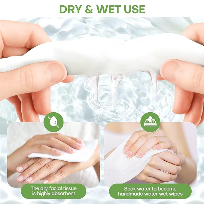 Disposable Face Towel for Travel 300 Pcs, Thicken Compressed Towels, Compact Mini Coin Tissue Eco-Friendly Clean Cotton Washcloths, Portable Facial Towels for Beauty Gym Home Use (Green)