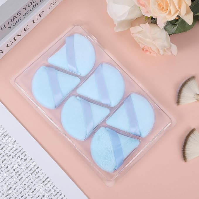 Pimoys 6 Pieces Triangle Powder Puff Soft Makeup Sponge Make Puff for Face Powder Cosmetic Foundation Sponge Makeup Tool