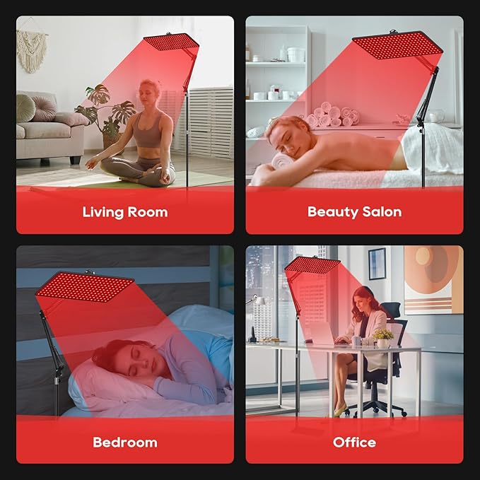 Morfone Advanced Red Light Therapy Lamp for Full Body & Face - 200 LED Tri-Wavelength (660nm, 850nm, 940nm) Large Panel with Adjustable Stand, Protective Glasses for Home Use, Gift for Women Girls