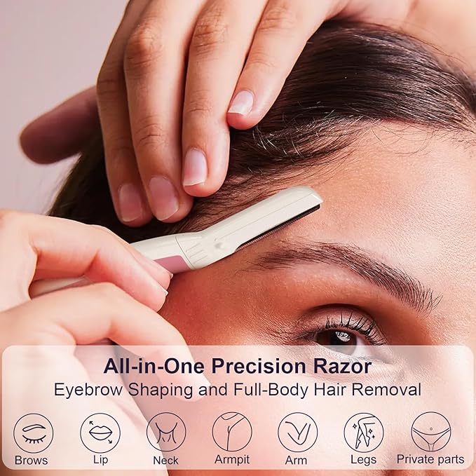 THURLADY Dermaplane Razor for Women Face, Eyebrow Razor, Face Razors for Women Dermaplaning, Peach Fuzz Remover, Gentle Exfoliation & Facial Hair Removal, Travel Essentials, (12 pcs, Pearl Blush)