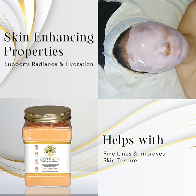 NAD+Longevity Jelly Mask - Professional Peel Off Mask for Hydration & Glow - Vajafacial Jelly Mask - Spa Grade Skincare Mask for Home Use, HydroGlo Face Mask |12 Applications (30 Fl Oz)