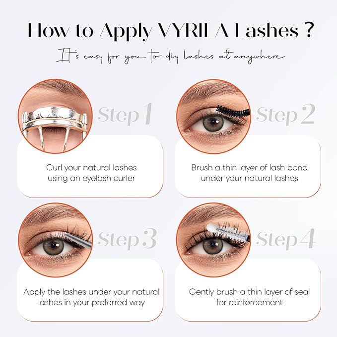 Lash Clusters Kit-VYRILA 0.07mm Wispy 8-14mix C Curl Eyelash Clusters with Lash Bond and Seal Waterproof, Eyelash Tweezers (30P+S05 KIT 192pcs-8-14mix)