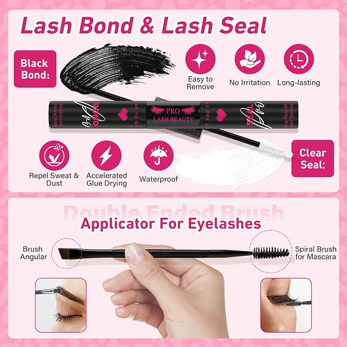 PROLASHBEAUTY Manga Lash Clusters Kit Anime Lash Clusters Volume Fairy Ultra-Thin Band Spike Lashes with Lash Bond and Seal Applictor Remover (Anime,10-18mix)