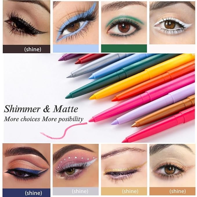 eye liner pencils no budge retractable eyeliner Sharpenable Multi-Use Longwear eyeliner pen Shimmer Red