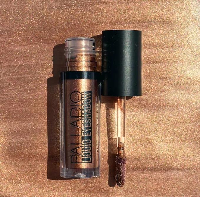 Palladio Liquid Eyeshadow, creamy shimmery formula that instantly adheres to the eyelid with flexible applicator wand for over 8 hours of smudge and crease-proof wear (Jasper)