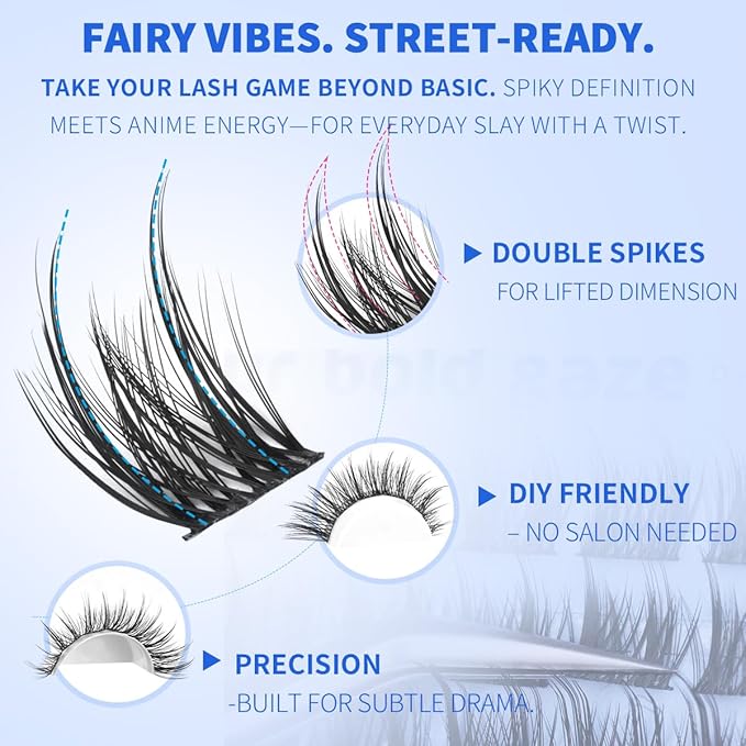 Wispy Lash Clusters Spikes Eyelash Extensions Fairy Lash Clusters 10-16mm Natural Eyelash Cluster 144Pcs DIY Individual Lash Extensions by Kiromiro