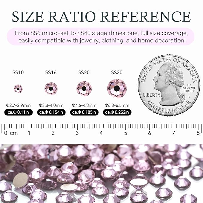Meibite Pink Flatback Rhinestones, Glass Rhinestones for Nail Art and Craft, Glue Fix, Loose Crystal Gemstones(Pink, SS20, 1440pcs, 4.6-4.8mm)