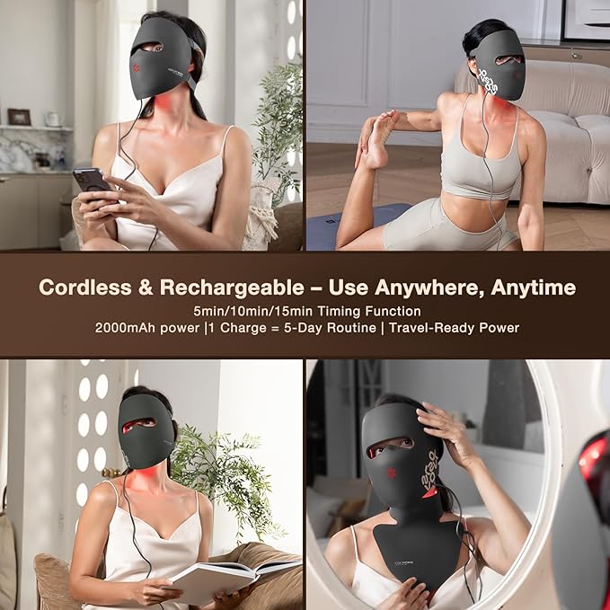 JOVS LED Light Therapy Face Mask, Wireless Red Light Therapy Mask for Face, Portable Skin Care Beauty Device Intelligent Beauty Solution at Home Use, 4 Modes for Visible Results