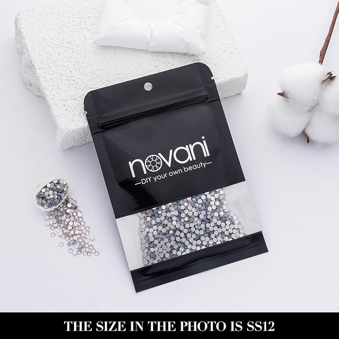 Novani 3000 Pieces Flatback Rhinestones Glass Round Gems White Opal Crystals for Nail Art DIY Crafts Clothes Shoes,SS12,3.0-3.2mm