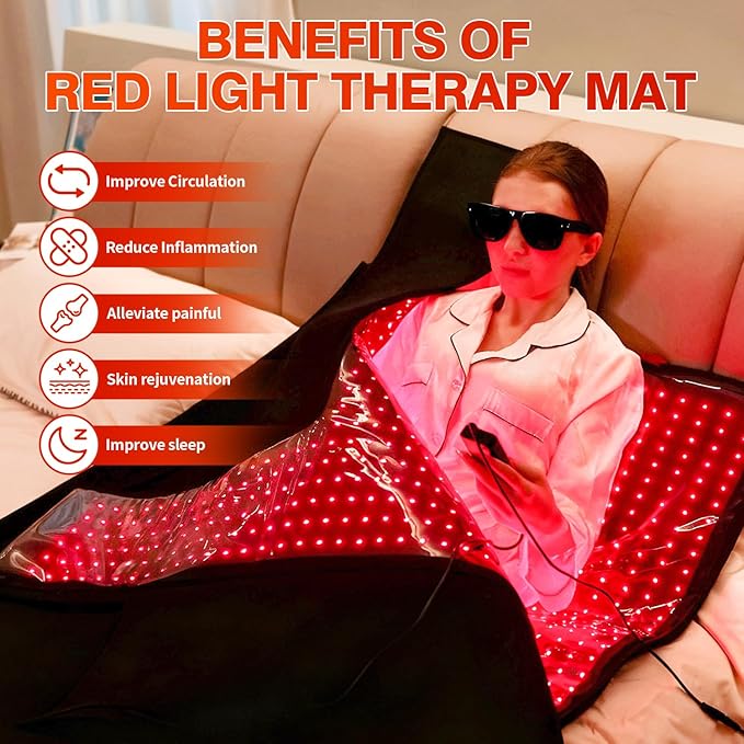 Red Light Therapy for Body, 2632 LEDs Red Light Therapy Mat for Full Body, 88"x83" Infrared Light Therapy Blanket 660nm & 850nm Dual Wavelength Pain Relief & Recovery