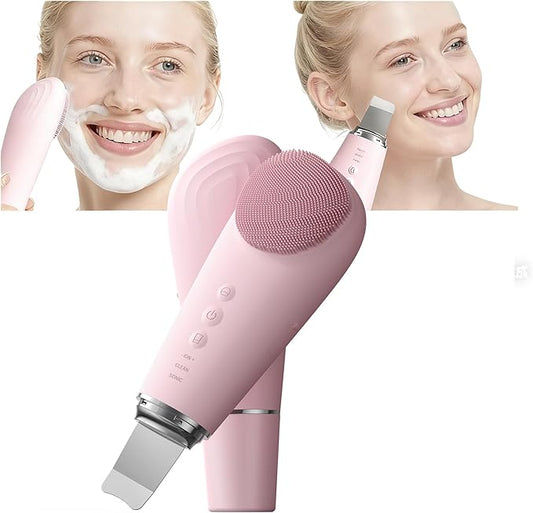 Blackhead Remover Tools - 2 in 1 Electric Face Scrubber Skin Spatula + Electric Silicone Facial Cleansing Brush,Pore Extractor Face Spatula Deep Cleansing for Facial Skincare(2026 Women Gift,7 Modes)