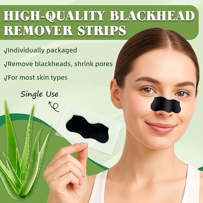 Eveellyn Blackhead Remover Strips, 10 Pcs Charcoal Pore Strips, Deep Cleansing Blackhead Strip for All Skin Type, Nose Strip Blackhead Remover, Keep Skin Clear and Tighten Pores