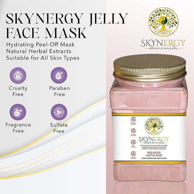 Red Gold Lactic Acid Jelly Mask - Professional & Smoothing Face Mask for Radiation, Hydrated Skin, Glow, Suitable for All Skin Types, Vajafacial Jelly Mask | 12 Applications (30 Fl Oz)