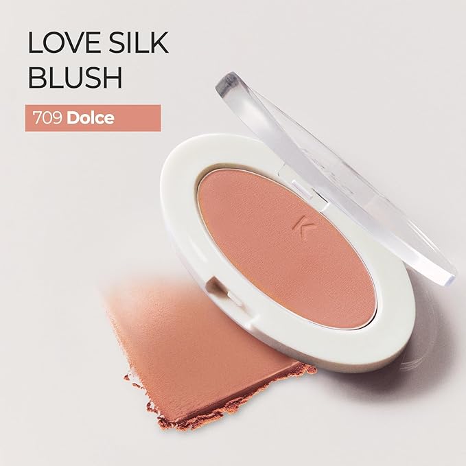 Laka Love Silk Blush, Radiant Powder Blush, Silky, Buildable Color with a Natural Glow, Long Lasting, Moisturizing Formula for a Fresh, Flushed Look, K-Beauty (#709 Dolce)