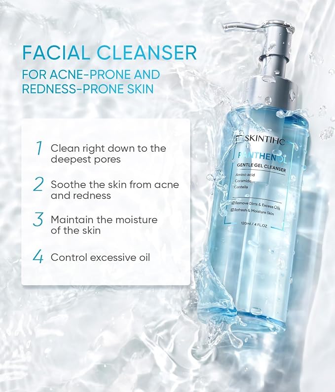 Panthenol Gentle Foaming Facial Cleanser | Daily Oil Control Face Wash for Women & Men, Soothes Troubled Skin, Amino Acid + Ceramide, Balances Skin Barrier, Smooth & Refreshed Complexion