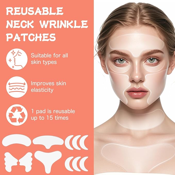 KODASNY Neck Wrinkle Patches, Anti Wrinkle Silicone Patches，Reusable Chest Firming and Tightening Facial Masks, Collagen Neck Fine Line Pads for Women Reduce Fine Wrinkles, Moisturizing & Firming-11