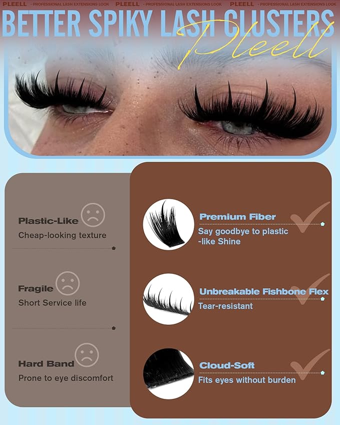 Lash Clusters Volume Manga Eyelash Clusters With Spikes Anime Cluster Eyelash Extensions 14-22mm D curly Individual Lashes Natural Volume Cluster Lashes Wet Look