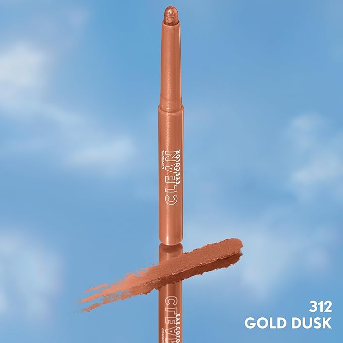 CoverGirl Clean Eye Color, Gold Dusk, Eyeshadow Sticks, Ultra Creamy Formula, Lightweight, Buildable Formula, Lasts All Day, Smudge-Proof, 0.05oz