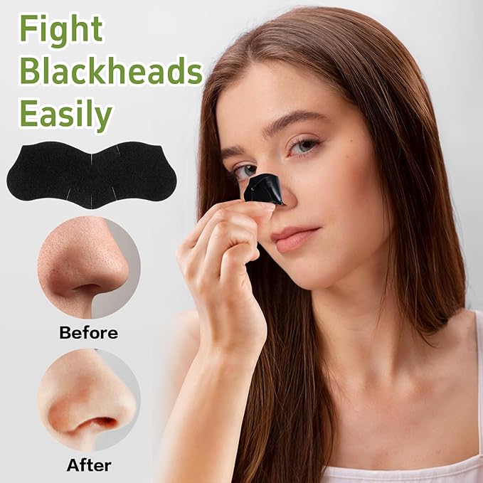 120PCS Blackhead Remover Pore Strip, Bamboo Charcoal Face Black Head Remover, Nose Deep Cleansing Nose Strips, Pore Cleansing Strips for Blackhead, Effective Control of Oily Skin Clogged Pore